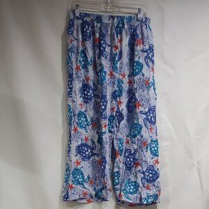 SEA TURTLES COLORFUL OCEAN ADVANCE APPARELS LOUNGEWEAR PANTS ELASTIC WAIST  XL